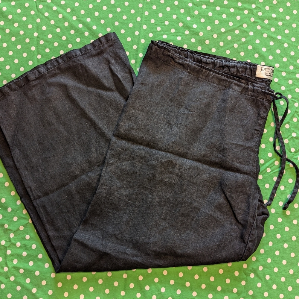 Vintage 90s Juicy Couture fine cotton drawstring midcalf leisure deck pant black